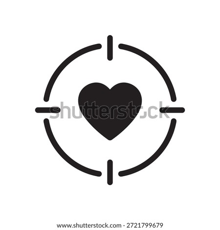 Icon of heart surrounded by sniper target. Romance, love and dating concept.