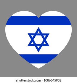 Icon heart symbol of love on the background national flag state Israel. Vector illustration.