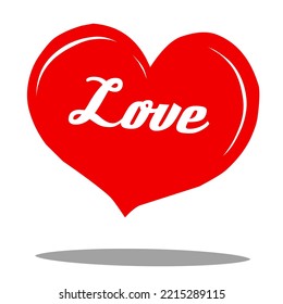 The icon of the heart with the text of it in red blushes symbolizing love so much