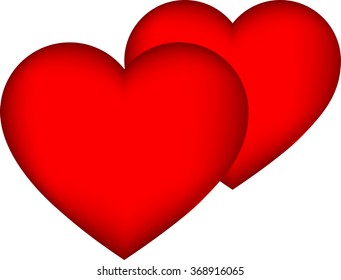 the icon of the heart, two red hearts, vector