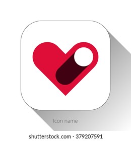 Icon heart ui app button. Creative vision concept logo or icon vector elements design template for icon application mobile, button main screen phone. Vector flat style design with drop shadow.