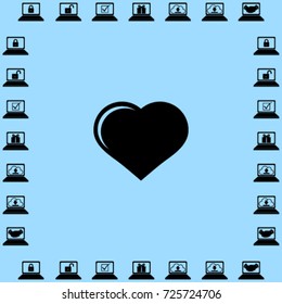 Icon of heart. Vector illustration.