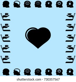 Icon of heart. Vector illustration.