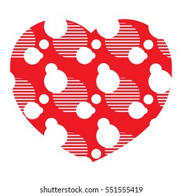 icon heart, vector isolated elements on white background. Flat heart shaped for card and textile design. Valentines day.