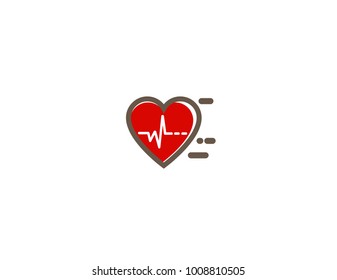 Icon heartbeat. Red vector heart. Pulse heart. Illustration of heartbeat isolated on white background