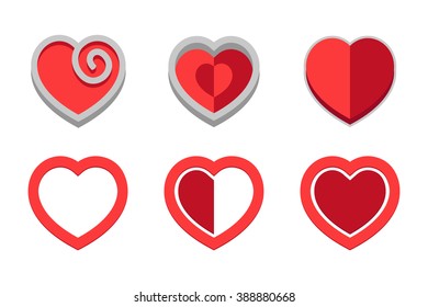 Icon Hearts in Flat Style Design 6
