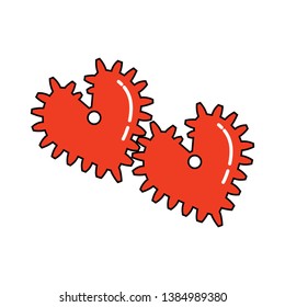 Icon of hearts in the form of gears on white background. Vector