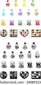 The icon of heart-shaped various sweets.