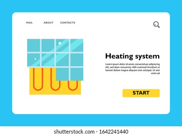 Icon Of Heating System Under Tile Floor. Temperature Control, Climate Control System, Radiant Heat. Heating Cooling Systems Concept. Can Be Used For Topics Like Modern House, Technology, Construction