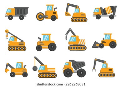 Icon heavy equipment elements collection