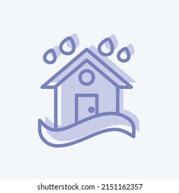 Icon Heavy Rain and Flood. suitable for disasters symbol. two tone style. simple design editable. design template vector. simple symbol illustration