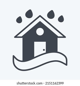 Icon Heavy Rain and Flood. suitable for disasters symbol. glyph style. simple design editable. design template vector. simple symbol illustration