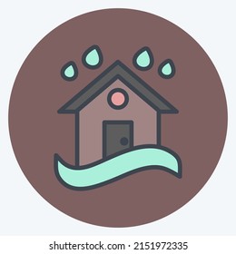 Icon Heavy Rain and Flood. suitable for disasters symbol. color mate style. simple design editable. design template vector. simple symbol illustration