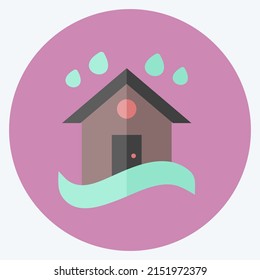 Icon Heavy Rain and Flood. suitable for disasters symbol. flat style. simple design editable. design template vector. simple symbol illustration