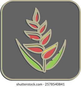 Icon heliconia. Beautiful flowers elements. Icon in embossed style.