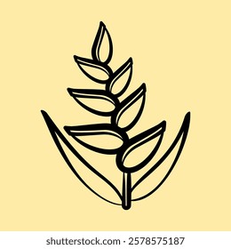 Icon heliconia. Beautiful flowers elements. Icon in hand drawn style.