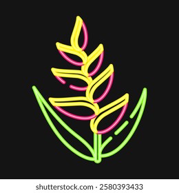 Icon heliconia. Beautiful flowers elements. Icon in neon style.