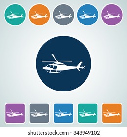 Icon of Helicopter in Multi Color Circle & Square Shape. Eps-10.