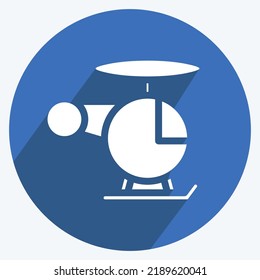 Icon Helicopter. suitable for education symbol. long shadow style. simple design editable. design template vector. simple illustration