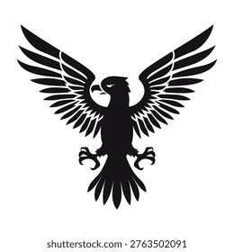 An icon of a heraldic eagle with outstretched wings and a fierce pose, emphasizing the strength and elegance of the bird, for use in coats of arms.