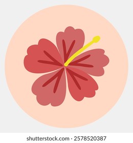 Icon hibiscus. Beautiful flowers elements. Icon in color mate style.