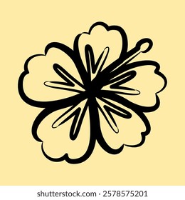 Icon hibiscus. Beautiful flowers elements. Icon in hand drawn style.