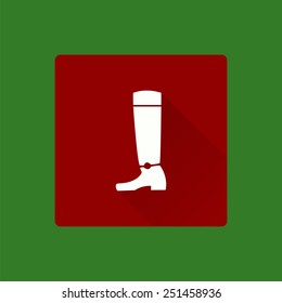 Icon of high boot. Flat icon boot. Single isolated boot flat fashion icon. Simple flat design EPS10 vector. Footwear icon for advertising, logo, design, web 