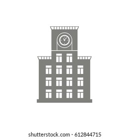 Icon high public building with clock vector isolated