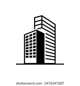 Icon of high-rise office building. Construction, tall, urban. Architecture concept. Can be used for topics like city, financial district, workplace, business