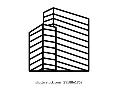 Icono del edificio de oficinas de alta altitud. icono relacionado con la construcción, la construcción, el lugar de trabajo. Estilo de icono de línea. Diseño de vector simple editable