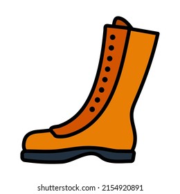 Icon Of Hiking Boot. Editable Bold Outline With Color Fill Design. Vector Illustration.