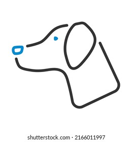 Icon Of Hinting Dog Had. Editable Bold Outline With Color Fill Design. Vector Illustration.