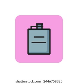 Icon of hip flask. Whiskey, hard liquor, bottle. Whiskey and bar concept. Can be used for topics like tourism, camping, travel, alcohol.
