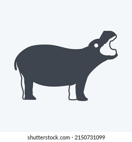 Icon Hippo. suitable for animal symbol. glyph style. simple design editable. design template vector. simple symbol illustration