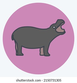 Icon Hippo. suitable for animal symbol. color mate style. simple design editable. design template vector. simple symbol illustration
