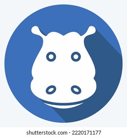 Icon Hippopotamus. related to Animal Head symbol. long shadow style. simple design editable. simple illustration. cute. education