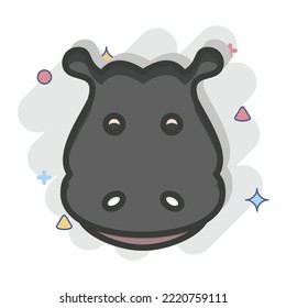 Icon Hippopotamus. related to Animal Head symbol. Comic Style. simple design editable. simple illustration. cute. education