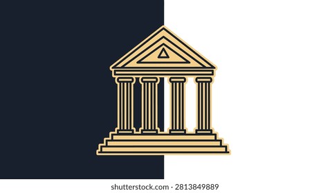 Icon of a historic building with columns, representing law, finance, justice, or education. Ideal for government or academic institutional branding.