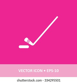 Icon of Hockey on Magenta Color Background. Eps-10.