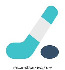 icono de hockey con estilo plano y color azul dominante