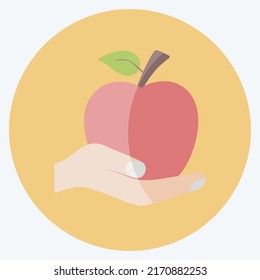 Icon Holding Apple. suitable for Hand Actions symbol. flat style. simple design editable. design template vector. simple symbol illustration