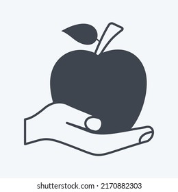 Icon Holding Apple. suitable for Hand Actions symbol. glyph style. simple design editable. design template vector. simple symbol illustration