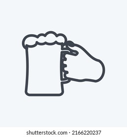 Icon Holding Beer Glass. suitable for Hand Actions symbol. line style. simple design editable. design template vector. simple symbol illustration
