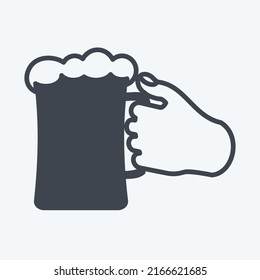 Icon Holding Beer Glass. suitable for Hand Actions symbol. glyph style. simple design editable. design template vector. simple symbol illustration