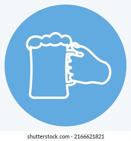 Icon Holding Beer Glass. suitable for Hand Actions symbol. blue eyes style. simple design editable. design template vector. simple symbol illustration