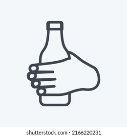 Icon Holding Bottle. suitable for Hand Actions symbol. line style. simple design editable. design template vector. simple symbol illustration