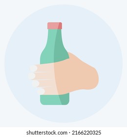 Botella portadora de iconos. adecuado para el símbolo Acciones de mano. estilo plano. diseño simple editable. vector de plantilla de diseño. ilustración de símbolo simple