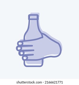 Icon Holding Bottle. suitable for Hand Actions symbol. two tone style. simple design editable. design template vector. simple symbol illustration