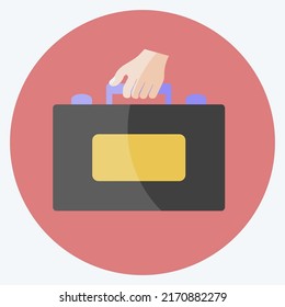 Icon hält einen Briefkasten. geeignet für Handaktionen Symbol. Flachstil. einfaches Design bearbeitbar. Designvorlage, Vektor. einfache Symbolillustration