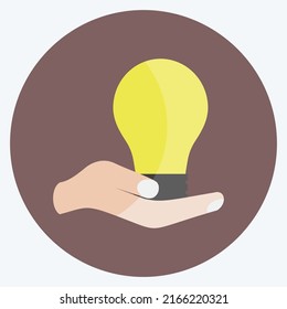 Icon Holding Bulb. suitable for Hand Actions symbol. flat style. simple design editable. design template vector. simple symbol illustration